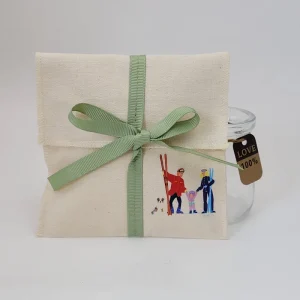 Soft Custom Organic Cotton Envelope Packaging Dust Bag Recyclable Pouch with Flap and Ribbon for Glasses and Earrings