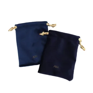 Soft Dust Velvet Jewelry Drawstring Pouch Gold Logo Printed Necklace Velvet Bag for Earrings Packaging