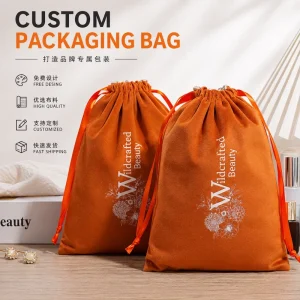 Soft Large Velvet Drawstring Pouch for Gift Cloth Scarf Packaging Velvet Dust Bag with Customized Logo