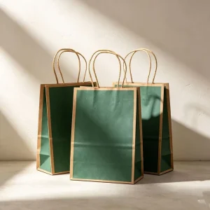 Solid Color Blank Kraft Handheld Bag Personalized Logo Biodegradable Paper Sack for Florist Salon Holiday Merchandise Pack