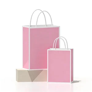 Solid Color Kraft Paper Bags Blank Matte Surfaces and Sturdy Twisted Handles for Retail Shopping Custom Branding