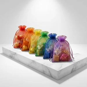 Solid Color Organza Drawstring Bags Transparent Mesh Pouches Multi size Gift Sample Small Pouches Drawstring Candy Favor Bags