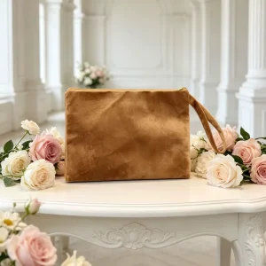 Solid Velvet Zippered Dustproof Mahjong Pouch Multi Use Clutch Cosmetic Bag for Universal Use and Mahjong Nights