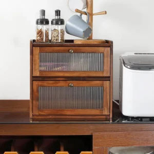 Solid Wood Double-Layer Pine Bread Box 20L-30L Capacity Sealed Design Modern Simple Flip-Top Kitchen Storage Container
