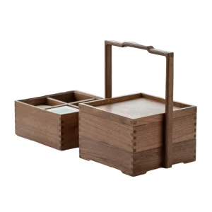 Solid Wood Lunch Box Country Style Suitcase Double layer Bento Box Candy Dessert Insulation Box 3 6L Multifunction
