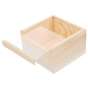 Solid Wood Natural Color Custom Handmade Lacquer Finish Rectangle Gift Box Transparent Lid Square Round Options Silk