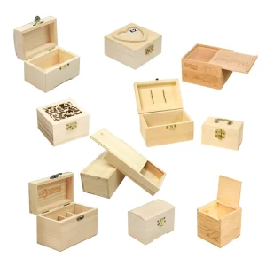 Solid Wood Unfinished Custom Size Small Large Display Boxes Keepsake Wooden Bamboo Packaging with Hinged Sliding Lid