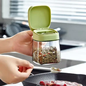 Spice Jar Spoon Airtight Food Grade Glass Large Capacity BPA Free Condiment Container for Kitchen Household Seasoning Storage
