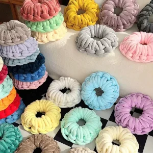 Spot Donut shaped Throw Pillow Ring knit Design Modern Minimalist Style Spandex Material PP Cotton Filling