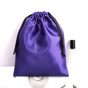 Spot Goods Satin Drawstring Pouch for Lingerie Hair Wig Extension Packing Luxury Gift Shoe Dust Silk Bag