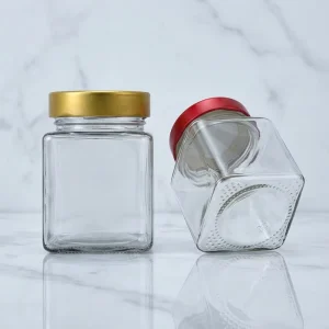 Spot High Lid 280ml square Honey Bottle 380ml Six rowed Glass Bottle 500ml Round Pickles Jar