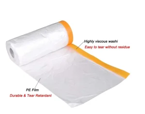 Spraying Protective Film Pre applied Car Masking Film Dust Cover Plastic Film Barrier Paint Block Plastic Masking Film
