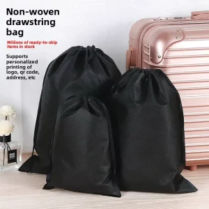 Spunbond Non Woven Drawstring Pouch Dust Proof Storage Bag for Clothing Shoes Toys with Custom Logo Printing