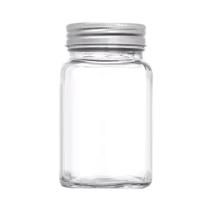 Square 100ml 200ml 280ml 380ml 500ml 730ml Wide Mouth Airtight Glass Mason Jar with Aluminium Cap for Canning Honey Food Storage