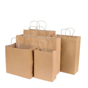 Square Bottom Biodegradable Paper Gift Shopping Bag Brown Kraft Paper Bag