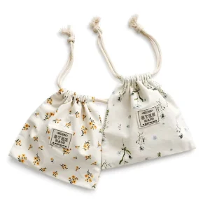 Square Canvas Drawstring Cosmetic Shopping Bag Custom Logo Printed Cotton Canvas Dust Packing Gift Makeup Pouch