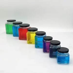 Square Clear Glass Jar With Screw Tin Lid Food Storage Container for Honey Jam
