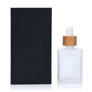 Square Essential Oil 15ml 30ml 50ml 100ml Frost Clear Rectangle Glass Dropper Bottle with Bamboo Lid