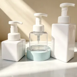 Square Foaming Soap Dispenser Bottles White PET Plastic Refillable Containers for Hand Soap Cosmetics Bulk Pack