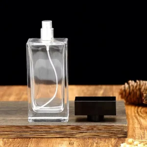 Square Glass Perfume Bottle with Pump Sprayer for Men Long Lasting Designer Fragrance Fruity Floral Scent for Daily Use