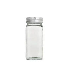 Square Glass Storage Jar with Multiple Lid Options Spice Container for Kitchen & Pantry