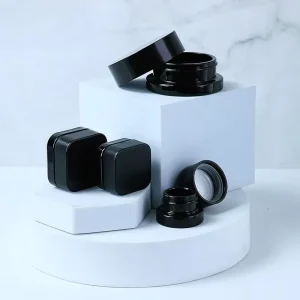 Square Round 3g 5g 9g Small Glass Cosmetic Cream Packaging Jar with Child Proof Lid