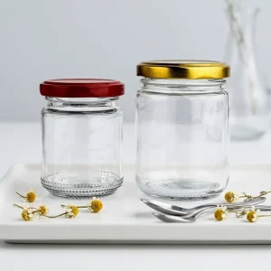 Square Round Shape Glass Bottle Honey Glass Jars With Metal Lids 50ml 100ml 200ml 300ml 380ml 480ml