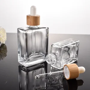 Square Screw Cap Glass Jar Cosmetic Containers 30ml 50ml 100ml Essential Oil with Screen Printing