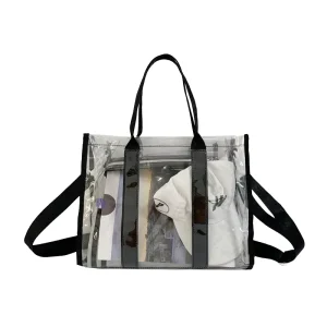 Stadium Approved Transparent Students See PVC Shoulder Crossbody Bag Plastic Custom Waterproof Girls Tote Bag Fashionable