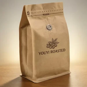 Stand up Kraft Paper Coffee Bag One Way Degassing Valve Zipper Closure Custom Logo Heat Resistant Food Grade Recyclable Pouch
