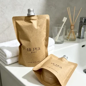Stand up Liquid Packaging Bags 8oz 16oz 250ml 500ml Kraft Paper Spout Pouch for Drinking Beverage Juice Tea Pearl