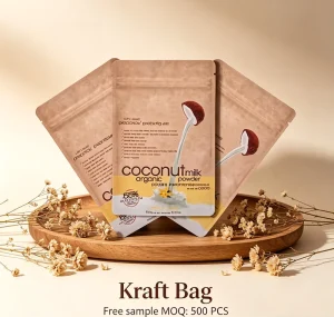 Stand up Zipper Kraft Bag Featuring Matte Paper Finish and Heat Sealable Top for Snack Product Storage