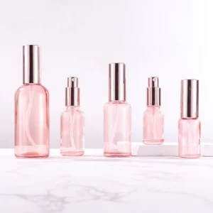 Stock 10ml 15ml 20ml 30ml 50ml 100ml Fine Mist Pink Glass Perfume Bottles Custom Logo Essential Oil Bottles