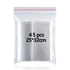 Stock 25*32cm Resealable Clear Plastic Ziplock Bags Sealed Storage Bag Thickening and Durable Grip Seal Bags 90Pcs 65Mic