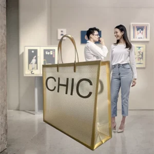 Stock Durable Square Bottom Honeycomb Pattern Shopping Tote Bags Supermarket Gravure Printing BOPP/CPP Material No Setup Fee Low