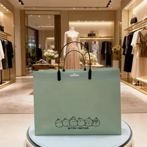 Stock Matte Pearlescent Gold Stamped Square Bottom Shopping Tote Bags Durable Customizable CPP Material Supermarket Exhibition