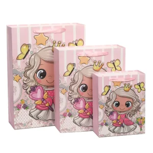 Stock Retail Paper Bags Custom Cartoon Animals Paper Gift Bag with Ribbon Handle for Boutiques
