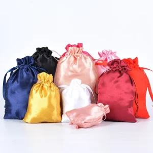 Stock Satin Drawstring Pouch Dust Bag for Jewelry Party Cosmetic Packaging