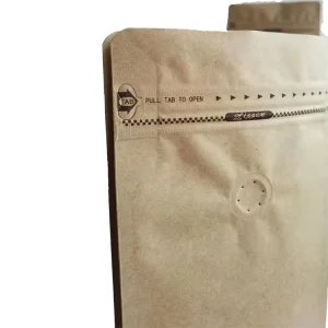 Stocked Pouch Bio Degradable Natural Kraft Paper Recyclable Square Flat Bottom Gusset Sides for Hot Sealing Matt Finish
