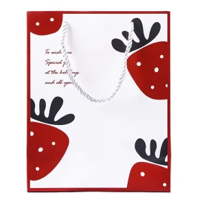 Strawberry Pattern Biodegradable Custom Gift Card Paperboard Bag for Craft Projects