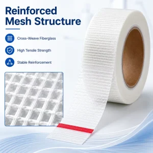 Strong Adhesive Single Sided PET Film Backed Mesh Reinforced Tape for Plastic Profile Fixed Binding UV Resistant and Waterproof