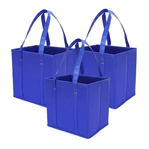 Strong Stand up PL Bottom Recyclable Non Woven Reusable Shopping Tote Bags for Grocery & Shopping