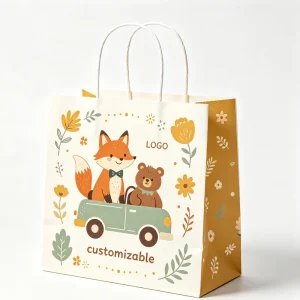 Sturdy Reinforced White Card Carry Bag Double Sides Full Color Custom Artwork for Fashion Shop Holiday Promotion Gift Packing