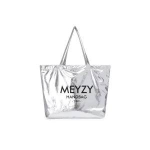 Stylish Custom Logo Foldable Gift Bag Glossy Reusable PP Shopping Tote with Metallic Laminated Handle Tote Bags