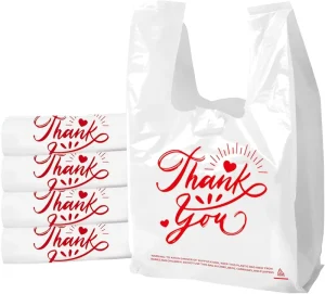 Supermarket T Shirt Bags Hand Length Handles Side Gusset Heat Seal Recyclable HDPE Shopping Bags Business Use Custom Packaging