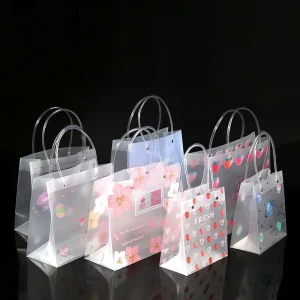 Support Custom Handle Square Bottom Transparent Swimwear PVC Plastic Bag for Package