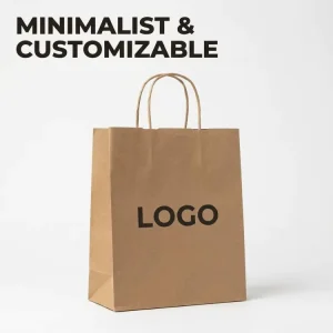 Sustainable Brown Kraft Paper Classic Style Gift Bags Twisted Handles Biodegradable Custom Printed Shopping Bags for Boutique