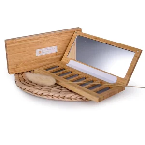 Sustainable Eco Friendly Vegan Organic Bio degradable Natural Wooden Magnetic Makeup Boxes Bamboo Eyeshadow Container Palette