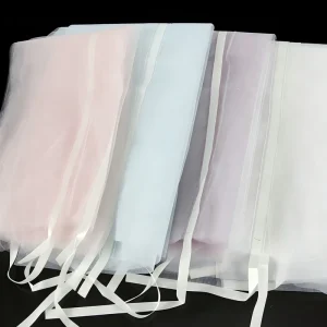 Swan Lake Ruffled Organza Flower Bouquet Wrapping Mesh Sewn Pull String Tulle Wedding Decoration Floral Arrangements Supplies