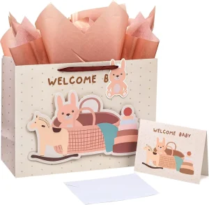 Sweet Style White Card Paper Bags Biodegradable Durable Customizable Cute Gift Delivery Children’s Day Favors Retail Daily